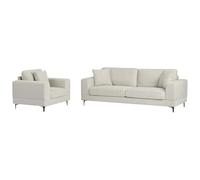 Vente-unique - Sofá 3 plazas + Sillón Jamolo - poliéster - Beige