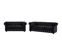 Vente-unique - Sofá 3 plazas + Sofá 2 plazas Chesterfield - Terciopelo - Negro