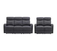 Vente-unique - Sofá 3 plazas + Sofá 2 plazas Evelyn - poliéster - Gris