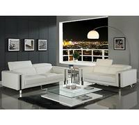 Vente-unique - Sofá 3 plazas + Sofá 2 plazas Maroua - Piel sintética - Blanco