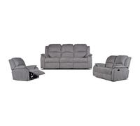 Vente-unique - Sofá 3 plazas + Sofá 2 plazas+ Sillón Hernani - Microfibra - Gris
