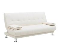 Vente-unique - Sofá Cama 3 plazas Maxime - Piel sintética - Blanco