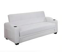 Vente-unique - Sofá Cama 3 plazas Mirella - Piel sintética - Blanco