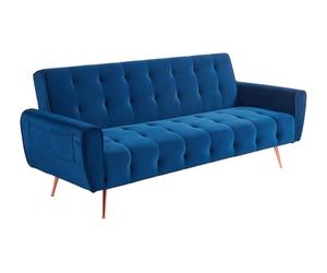 Vente-unique - Sofá Cama 3 plazas Polani - poliéster - Azul eléctrico