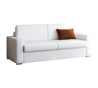 Vente-unique - Sofá Cama 4 plazas Calito - Piel sintética - Blanco