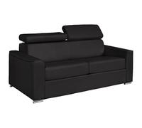 Vente-unique - Sofá Cama 4 plazas - Piel - Negro