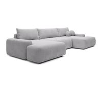 Vente-unique - Sofá Cama 7 plazas Daviso - poliéster - Gris Claro