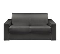 Vente-unique-Sofá Cama de 2 plazas Tipo Italiano de Piel sintética CALITO - Negro - Somier de láminas de 120 cm - Colchón de 14 cm con Memoria de Forma