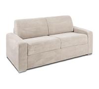 Vente-unique-Sofá Cama de 3 plazas de Apertura rápida de Pana Beige - Cama de 140 cm - Colchón de 14 cm CALITO