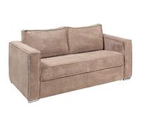Vente-unique-Sofá Cama de 3 plazas de Apertura rápida de Pana Color Topo - Somier Ancho de 140 cm - Colchón de 14 cm Loreto