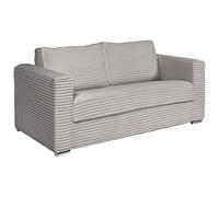 Vente-unique-Sofá Cama de 3 plazas de Apertura rápida de Pana en Gris Claro - Somier de 140 cm de Ancho - Colchón de 18 cm Loreto