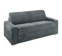 Vente-unique-Sofá Cama de 3 plazas de Apertura rápida de Pana Gris Antracita - Somier Ancho de 140 cm - Colchón de 18 cm CALITO