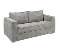 Vente-unique-Sofá Cama de 3 plazas de Apertura rápida de Pana Gris Claro - Somier Ancho de 140 cm - Colchón con Memoria de Forma de 22 cm Loreto