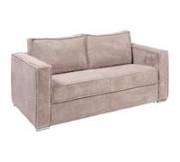 Vente-unique-Sofá Cama de 3 plazas de Apertura rápida de Pana Rosa - Somier de 140 cm de Ancho - Colchón de 18 cm Loreto