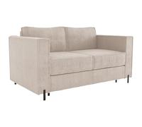 Vente-unique-Sofá Cama de 3 plazas de Apertura rápida de Tela Beige Texturizada - Cama de 140 cm - Colchón de 20 cm - ELORYA
