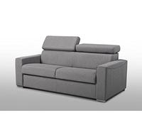 Vente-unique-Sofá Cama de 3 plazas de Tela de Apertura rápida Vizir - Gris - Somier de láminas de 140 cm - Colchón de 22 cm con Memoria de Forma