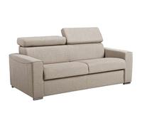 Vente-unique Sofá Cama de 3 plazas de Tela Tipo Italiano - Beige - Somier de l·Minas de 140 cm - ColchÛn de 18 cm