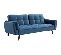 Vente-unique - Sofá cama de 3 plazas de terciopelo azul GULCAN Blue