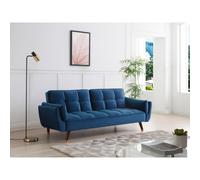 Vente-unique - Sofá cama de 3 plazas de terciopelo azul GULCAN Blue
