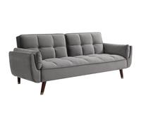 Vente-unique-Sofá Cama de 3 plazas de Terciopelo Gris GULCAN
