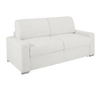 Vente-unique-Sofá Cama de 3 plazas Tipo Italiano de Piel sintética CALITO - Blanco - Cama de 140 cm - Colchón de 14 cm con Memoria de Forma