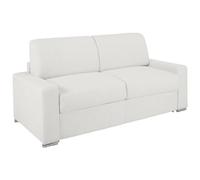 Vente-unique-Sofá Cama de 3 plazas Tipo Italiano de Piel sintética CALITO - Blanco - Cama de 140 cm - Colchón de 22 cm con Memoria de Forma