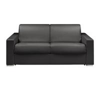 Vente-unique-Sofá Cama de 3 plazas Tipo Italiano de Piel sintética CALITO - Negro - Cama de 140 cm - Colchón de 22 cm con Memoria de Forma
