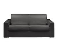 Vente-unique-Sofá Cama de 3 plazas Tipo Italiano de Piel sintética CALITO -Negro - Cama de 140 cm - Colchón de 14 cm con Memoria de Forma