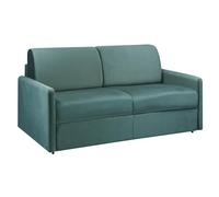 Vente-unique-Sofá-Cama de 4 plazas con Apertura exprés de Terciopelo CALIFE - Verde Menta - Cama de 160 cm - Colchón de 14 cm