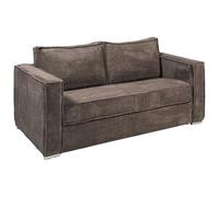Vente-unique-Sofá Cama de 4 plazas con Apertura Italiana de Pana marrón - Somier de láminas de 160 cm - Colchón de 18 cm Loreto