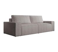 Vente-unique-Sofá Cama de 4 plazas Convertible de Pana Anchas Color Gris Claro Amelia