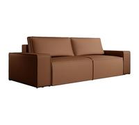 Vente-unique-Sofá Cama de 4 plazas de Tela Efecto Cuero marrón Amelia
