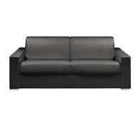 Vente-unique-Sofá Cama de 4 plazas Tipo Italiano de Piel sintética CALITO - Negro- Cama de 160 cm - Colchón de 14 cm