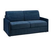Vente-unique-Sofá-Cama de Apertura exprés de Terciopelo CALIFE - Azul Noche - Cama de 140 cm - Colchón de 14 cm