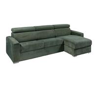 Vente-unique-Sofá Cama esquinero Reversible con Apertura Italiana de Pana Verde - Colchón de láminas Anchas de 140 cm - Colchón de 22 cm - Vizir