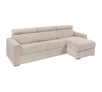 Vente-unique-Sofá Cama esquinero Reversible rápido de Pana Beige - Cama de 140 cm - Colchón de 18 cm - Vizir