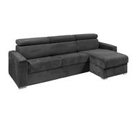 Vente-unique-Sofá Cama esquinero Reversible Tipo Italiano de Pana Gris Antracita - Cama con Listones Anchos de 160 cm - Colchón de 18 cm - Vizir