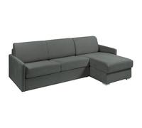Vente-unique - Sofá Cama esquinero Tipo Italiano y Reversible de Tela Gris - ColchÛn de 160 cm de Lamas Anchas - ColchÛn de 14 cm - CALIFE