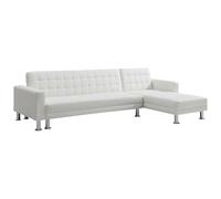 Vente-unique-Sofá Cama esquinero y Reversible de Piel sintética Blanco Willis II