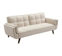 Vente-unique - Sofá cama extensible de 3 plazas, terciopelo, beige, Gulcan