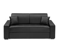 Vente-unique-Sofá Cama Italiano 3 plazas Piel sintética EMIR - Negro - Cama 140 cm - Colchón 14 cm
