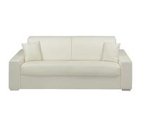 Vente-unique-Sofá Cama Italiano 4 plazas Piel sintética EMIR - Blanco - Cama 160 cm - Colchón con Memoria de Forma 22 cm