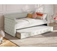 Vente-unique-Sofá Cama Nido capitoné - 2 x 90 x 190 cm - Tela - Beige + Colchón - Louise