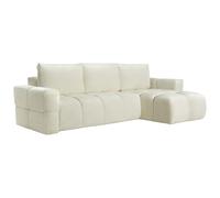 Vente-unique-Sofá Cama rinconera Reversible de Tela de Felpa Beige ISSORO