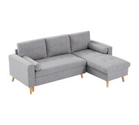 Vente-unique-Sofá Cama rinconera Reversible de Tela Gris Claro con arcÛn Kori