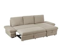Vente-unique-Sofá Cama rinconera y Reversible en Tejido Chenilla Beige SIVIARA