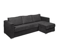 Vente-unique-Sofá Cama rinconero con Apertura Italiana y Reversible de Pana Gris Antracita - Lamas de 140 cm - Colchón de 14 cm Loreto