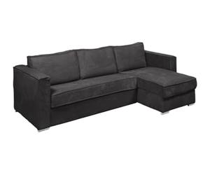 Vente-unique-Sofá Cama rinconero con Apertura Italiana y Reversible de Pana Gris Antracita - Lamas de 140 cm - Colchón de 14 cm Loreto