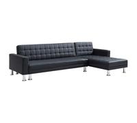 Vente-unique - Sofá Cama rinconero Willis - ¡ngulo Reversible - Piel sintética - Negro
