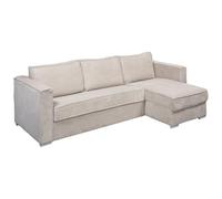 Vente-unique-Sofá Cama rinconero y Reversible de Pana Beige - Somier de Lamas Anchas de 140 cm - Colchón de 14 cm Loreto